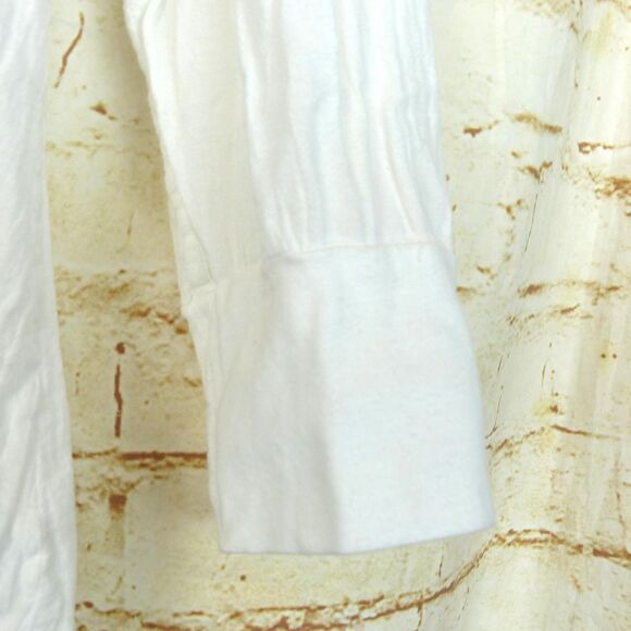 James Perse Shirt Women 1 White Collarless Safari Cotton Button Front 3/4 Sleeve - Picture 9 of 14